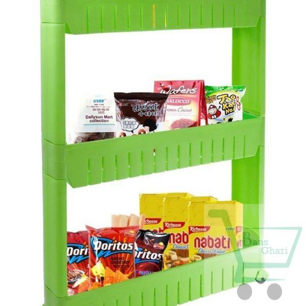 3 Tier Slim Slide Plastic Trolley Rack