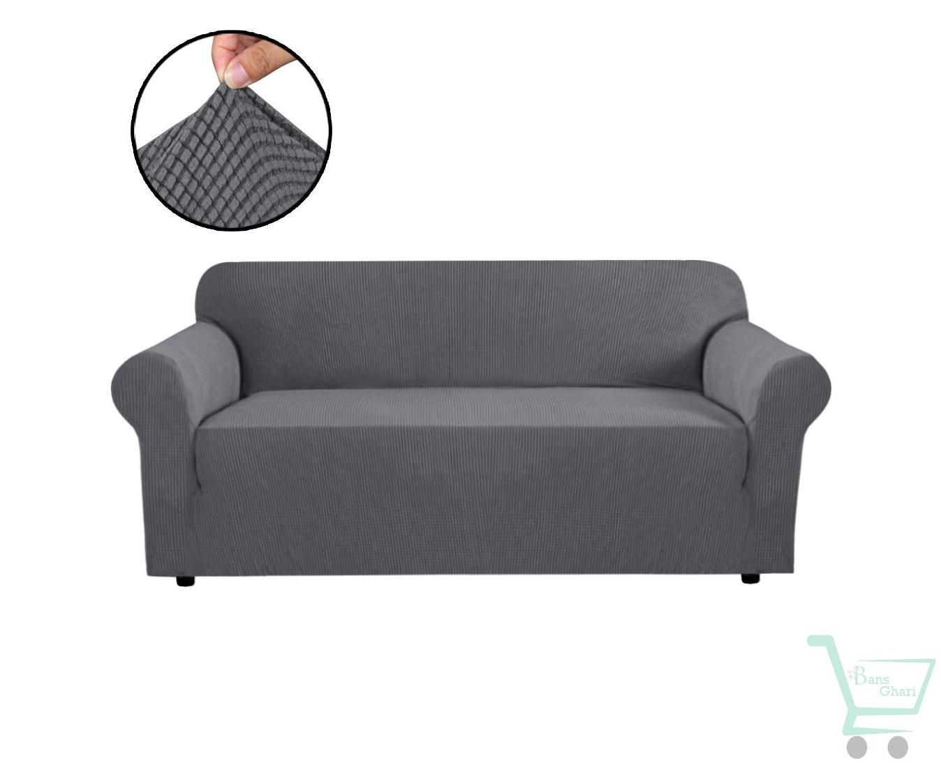 3 Seater Stretchable Sofa Cover – Grey