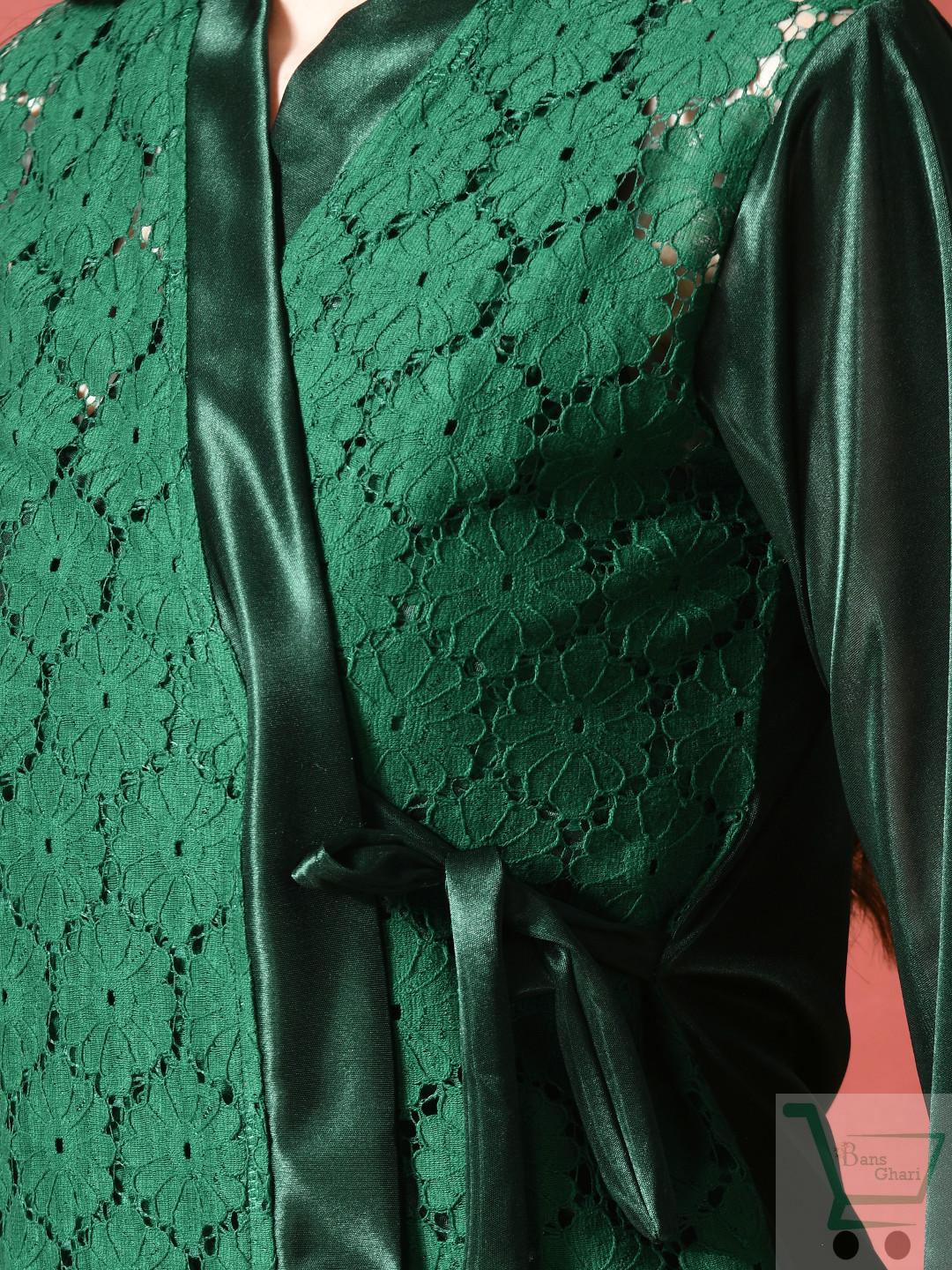 Perla Babydoll Nightgown with Satin Sleepwear Lace Mini Teddy (P-108) - Image 5