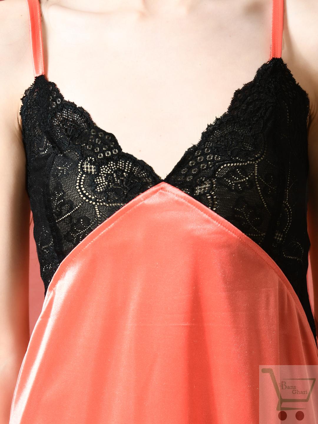 Perla Babydoll Satin Lycra One Piece Lingerie (P-111) - Image 3