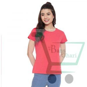 Comfort Lady Round Neck T-Shirt for Women (Red)