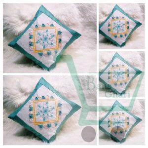 Baby Blue Pattern Embroidered Cushion Cover (Set Of 5)