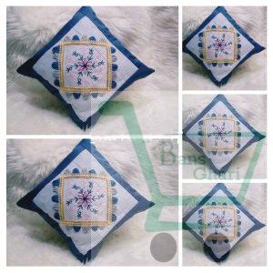 Blue Pattern Embroidered Cushion Cover (Set Of 5)
