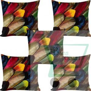 Cushion Cover Colorful Feather Print (Set of 5)