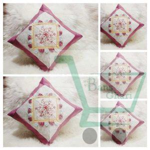 Pink Pattern Embroidered Cushion Cover (Set Of 5)