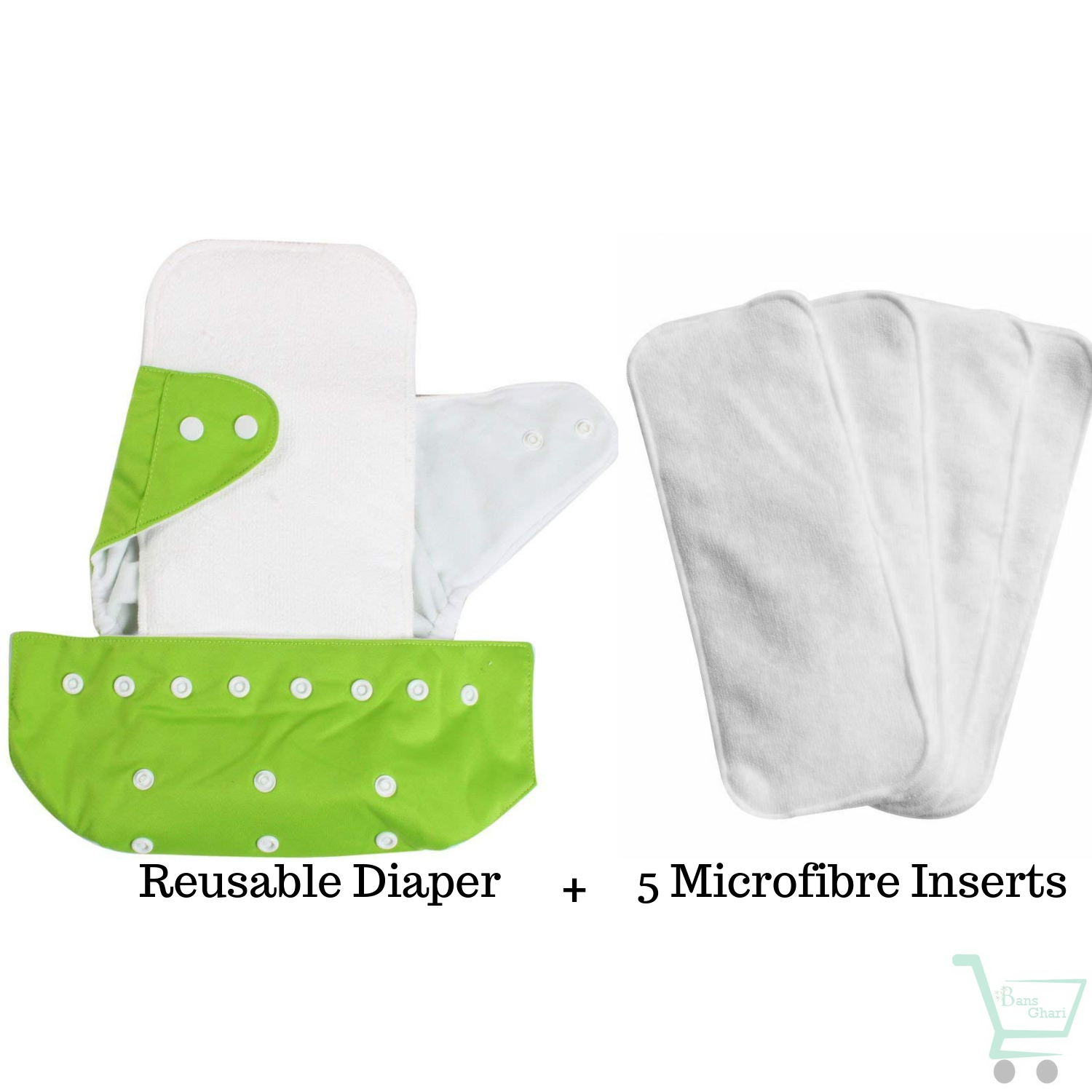 Adjustable Reusable Washable Baby Cloth Diaper Diapers Nappy 1 Diaper + 5 Inserts - Image 4