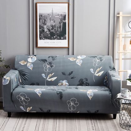 3 Seater Stretchable Sofa Cover Printed Grey