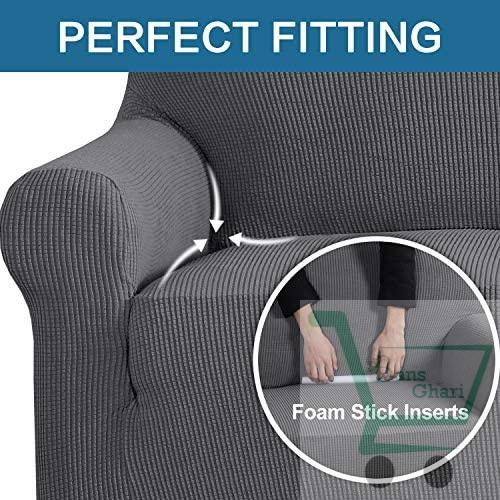 3 Seater Stretchable Sofa Cover – Grey - Image 4