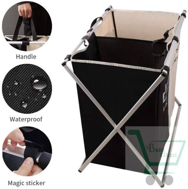 2 Sections Laundry Basket Clothes Hamper Organizer