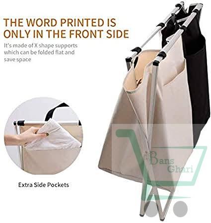 2 Sections Laundry Basket Clothes Hamper Organizer - Image 2