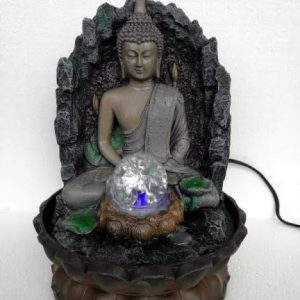 Lord Buddha 3 Step Water Fountain with LED Lights and Water Pump