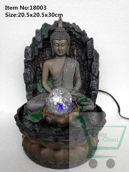 Lord Buddha 3 Step Water Fountain with LED Lights and Water Pump