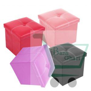 Faux Leather Foldable Storage Ottoman Stool