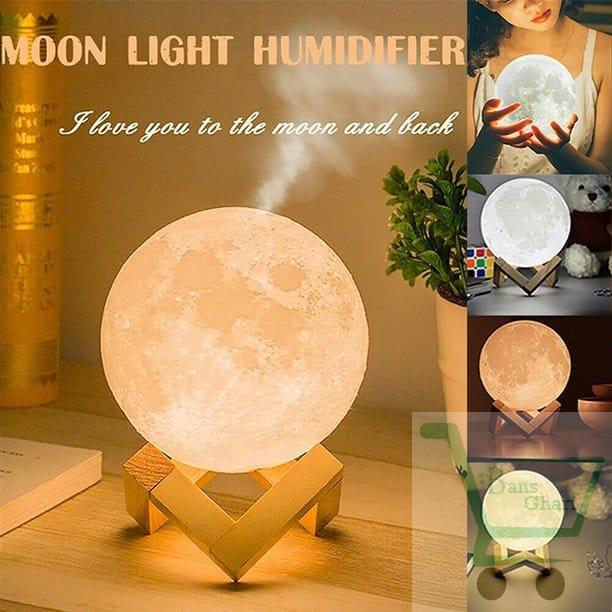 3D Printing Moon light and Humidifier with Wooden Base
