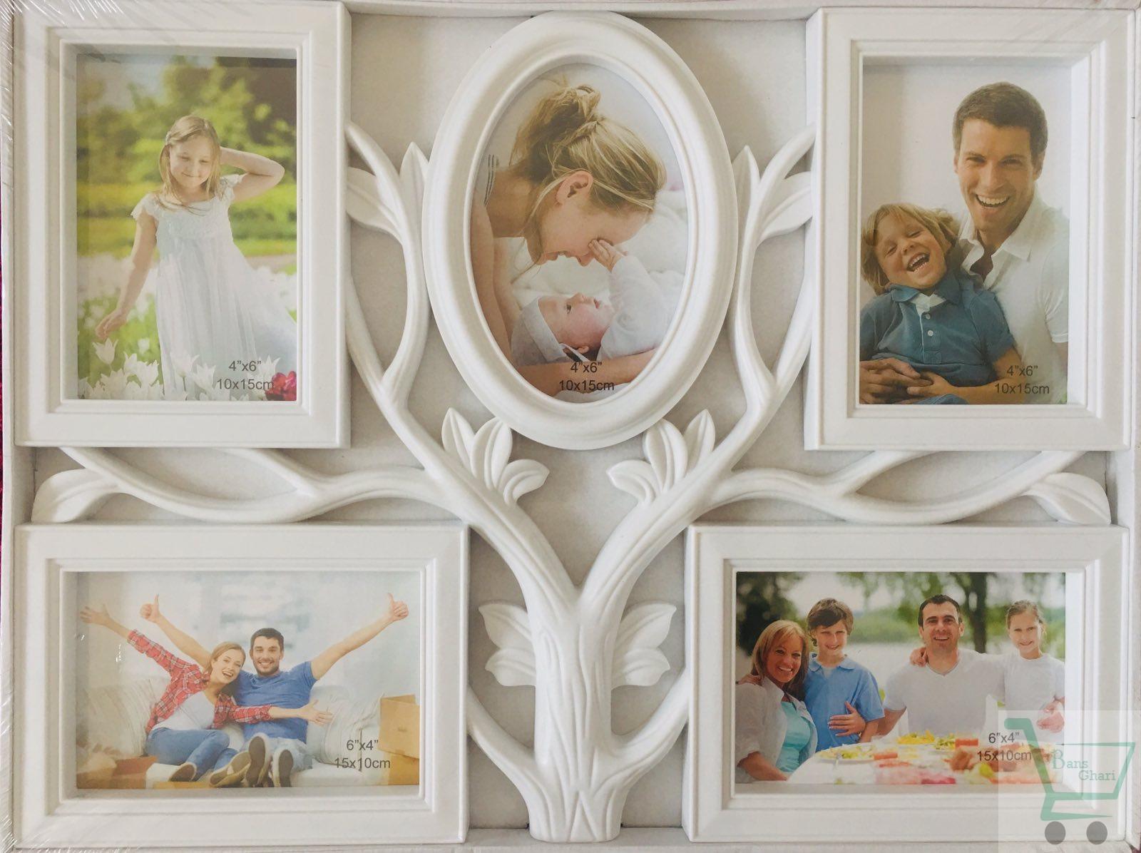 Plastic 5 Photo Sockets Simple Tree Family Photo Frame