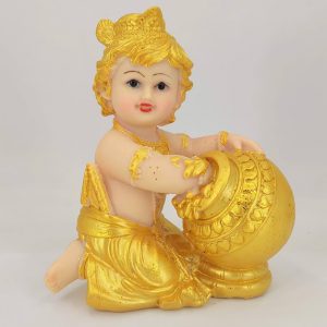 Bal Krishna Statue (Golden, 6″ X 4.5″ X 3″)