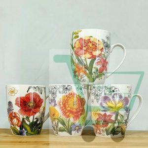 Flower Print Ceramic Coffee Mug ( Set Of 12)