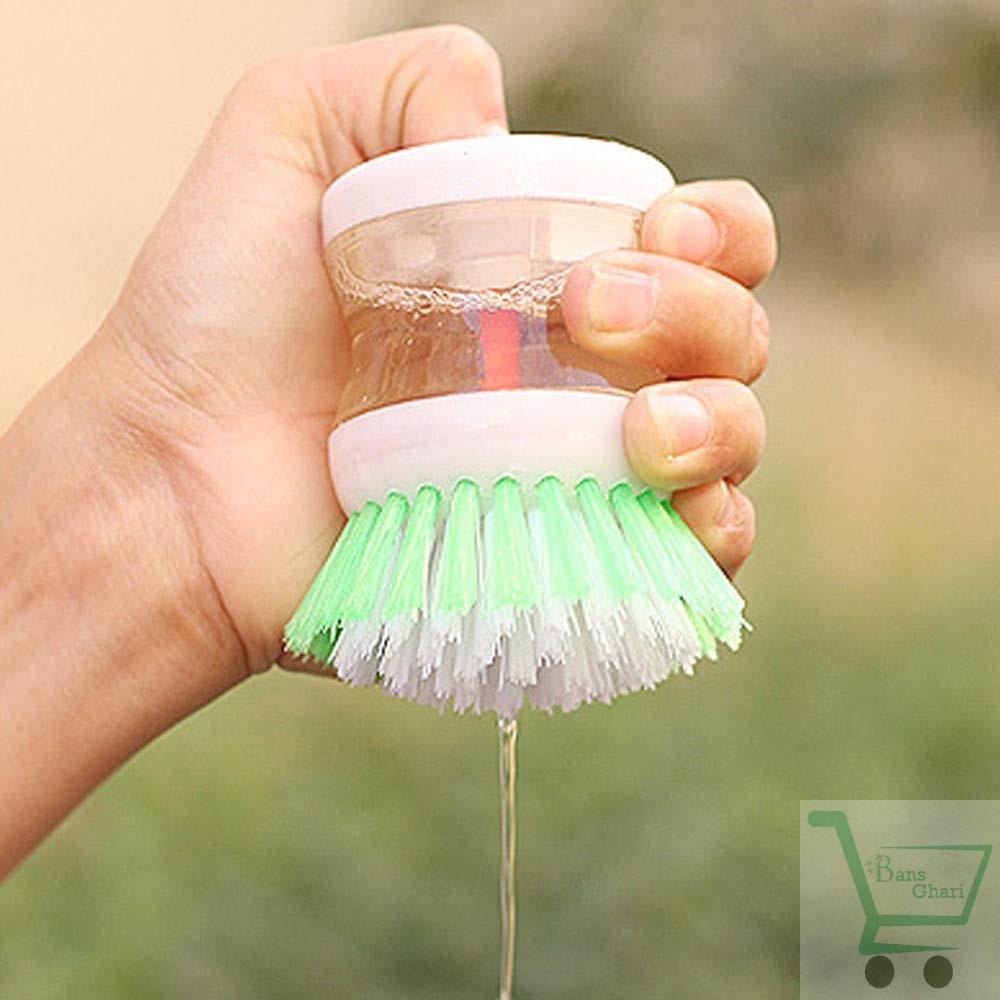 Washing Utensils Pot Dish Brush With Washing Up Liquid Soap Dispenser ( Set Of 3 ) - Image 2