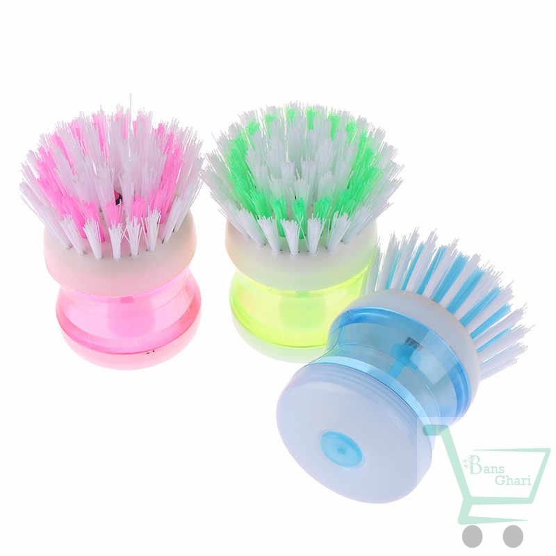 Washing Utensils Pot Dish Brush With Washing Up Liquid Soap Dispenser ( Set Of 3 ) - Image 3