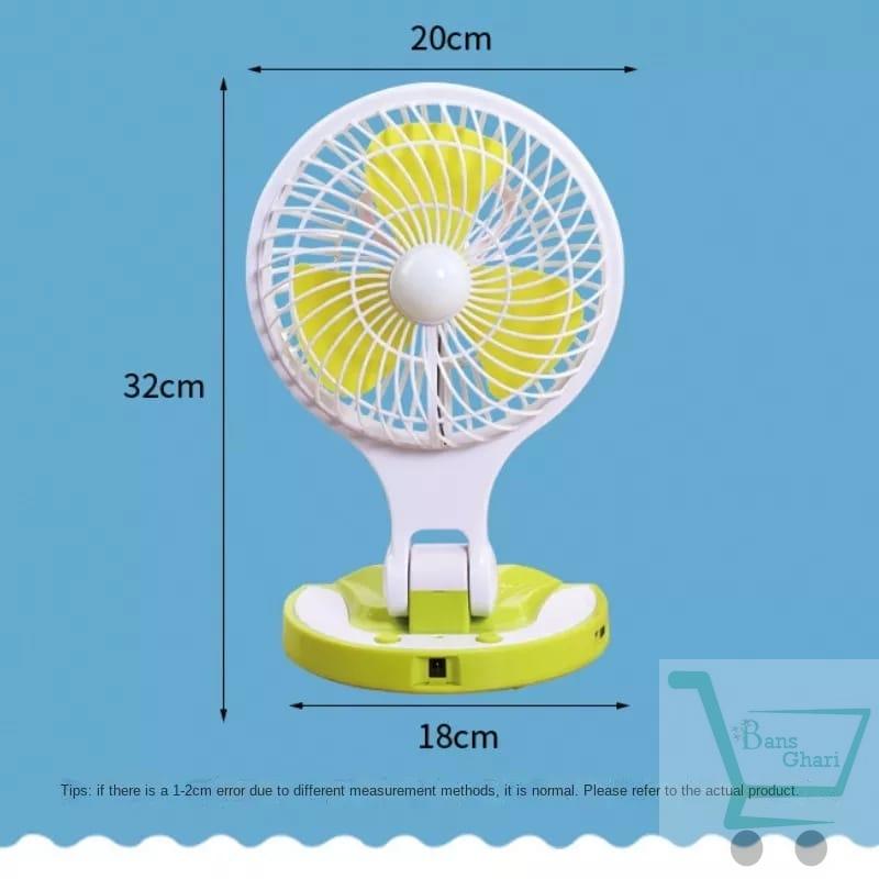Multicolor Electricity Rechargeable Mini Fan With LED Light - Image 3