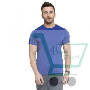 Cotton Round Neck Men's T-Shirt Blue