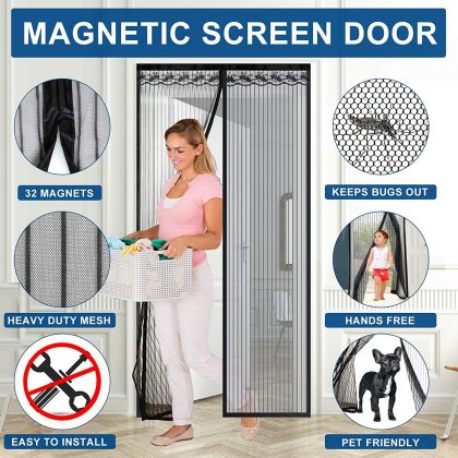 Magnetic Mosquito Net Door Net Screen Curtain ((4 x 7 ft )(120×210cm)