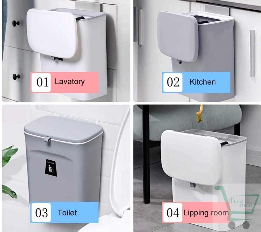 Wall Dustbin Trash Hanging Dustbin with Lid - Image 3