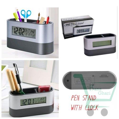 Multi-function Desk Plastic Digital Clock With Pen Holder - Image 2