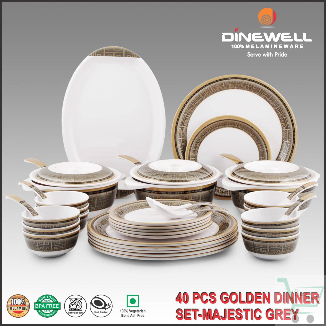 dinewell-40pcs-majestic grey-dinner-set