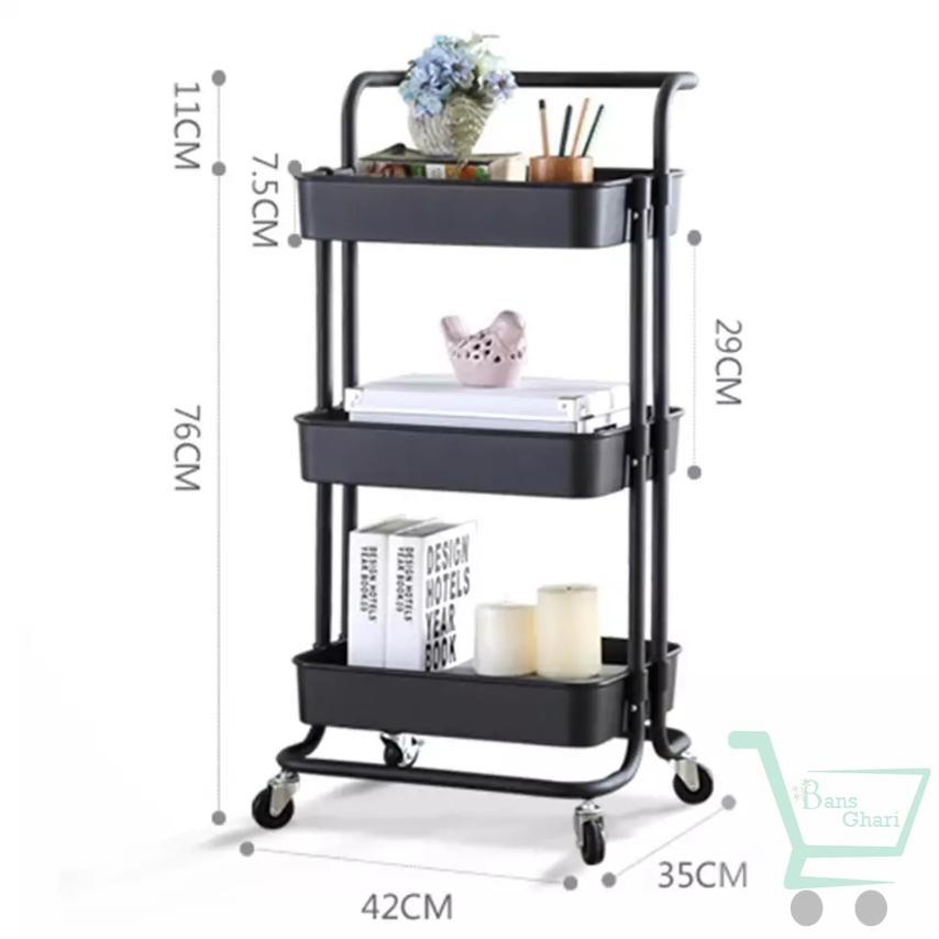 3 Tier Metal Storage Trolley Rack - Image 5