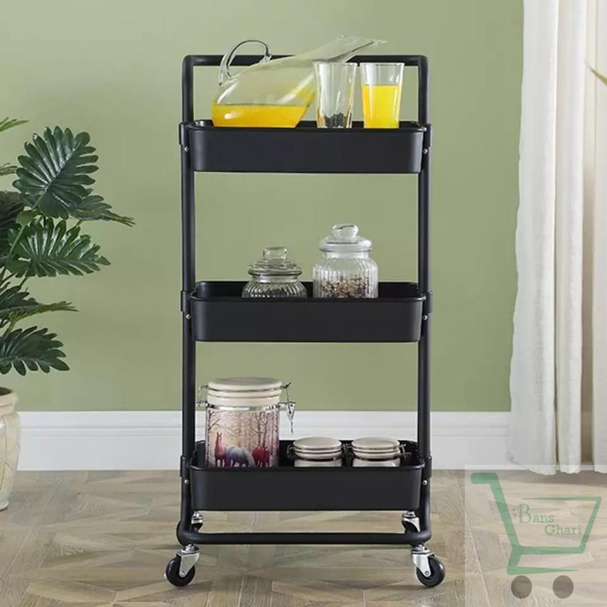 3 Tier Storage Rack Kitchen Living Trolley Shelf