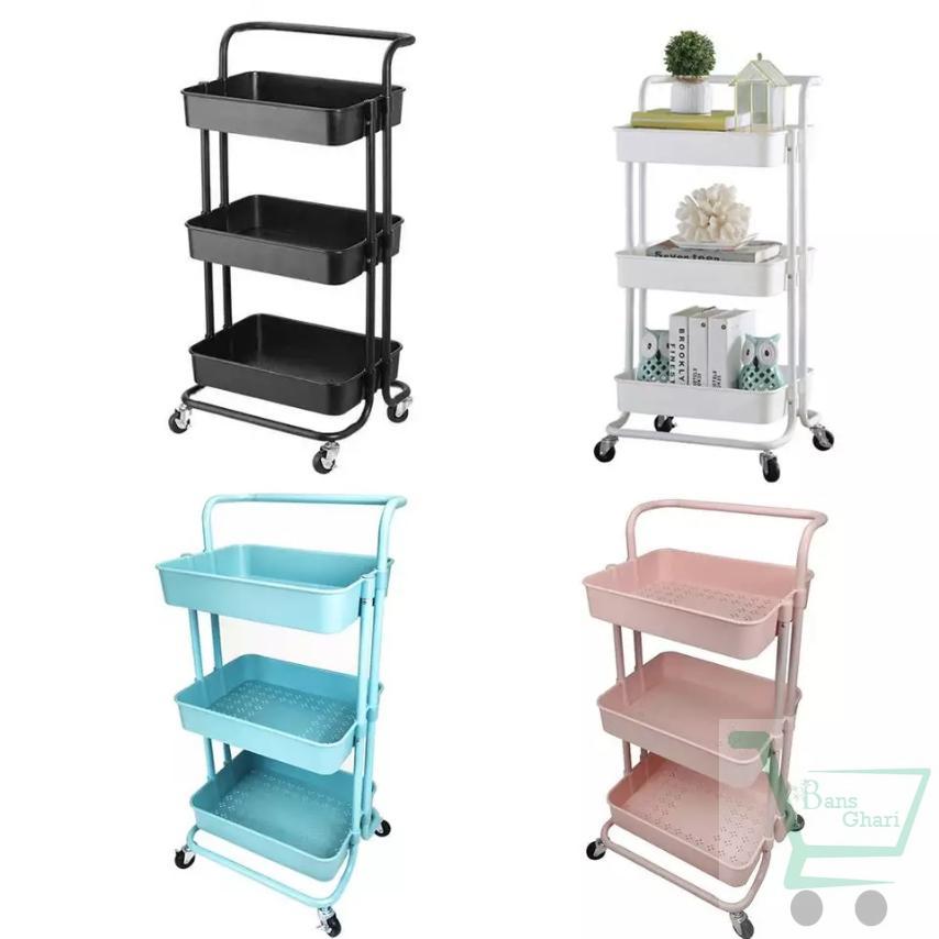 3 Tier Metal Storage Trolley Rack - Image 2