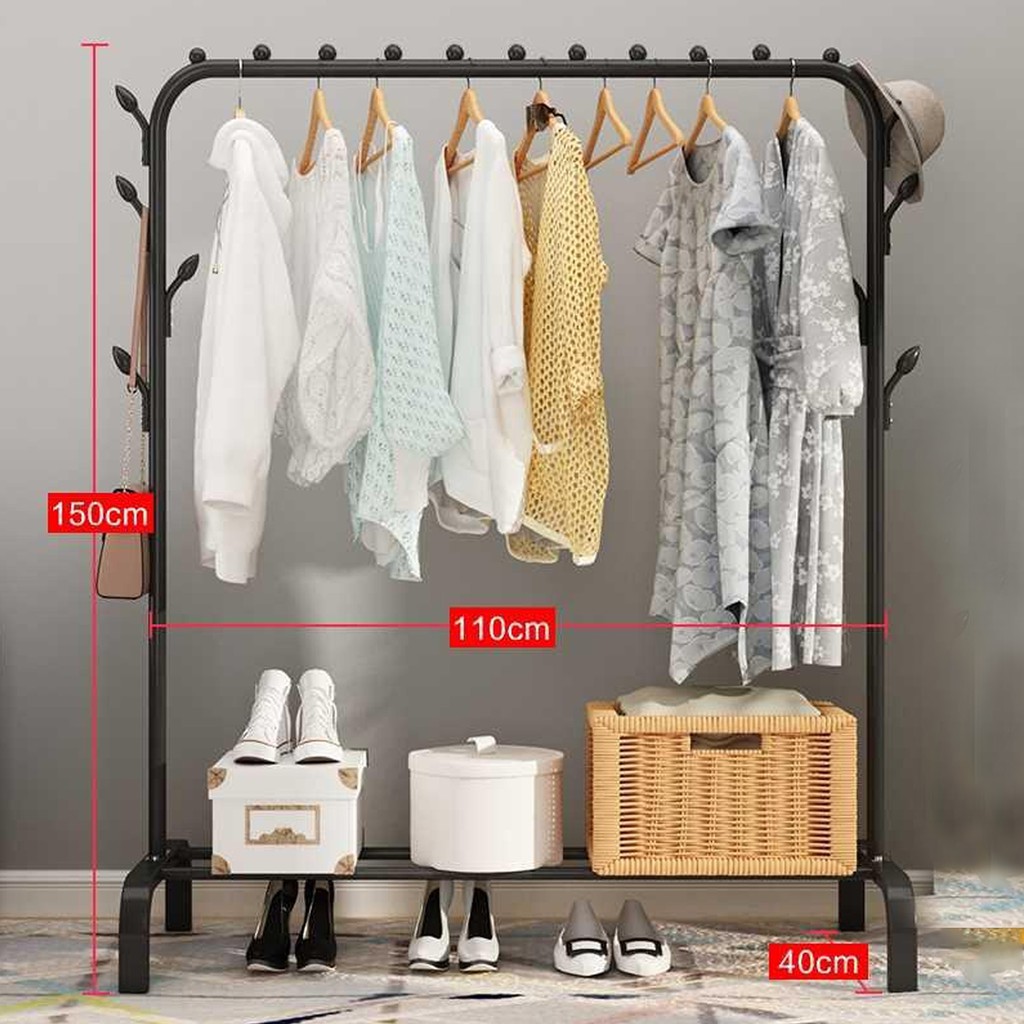 Buy Movable Metal Cloth Storage Wardrobe, Rack and Stand / Hanger at ...