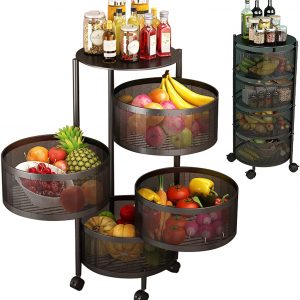 4 Layer Metal Portable Rotating for Fruits & Vegetable ( Round )