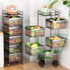 5 Layer Metal Portable Rotating for Fruits & Vegetable ( Square )