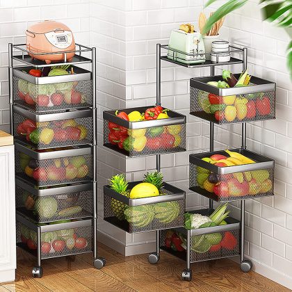 5 Layer Metal Portable Rotating for Fruits & Vegetable ( Square )