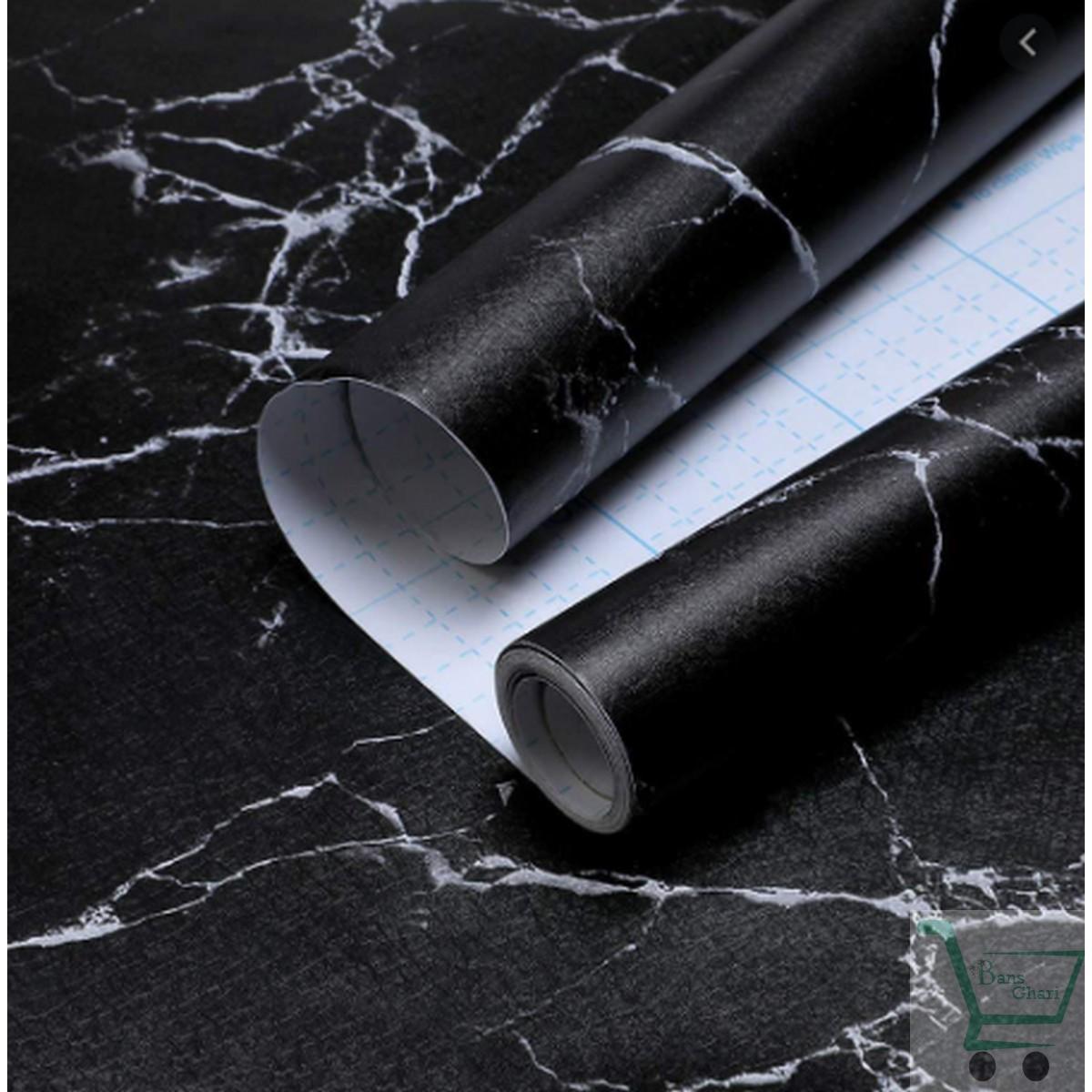 Kitchen Marble Sticker Oil Proof Waterproof Wallpaper ( Black ) - Image 3