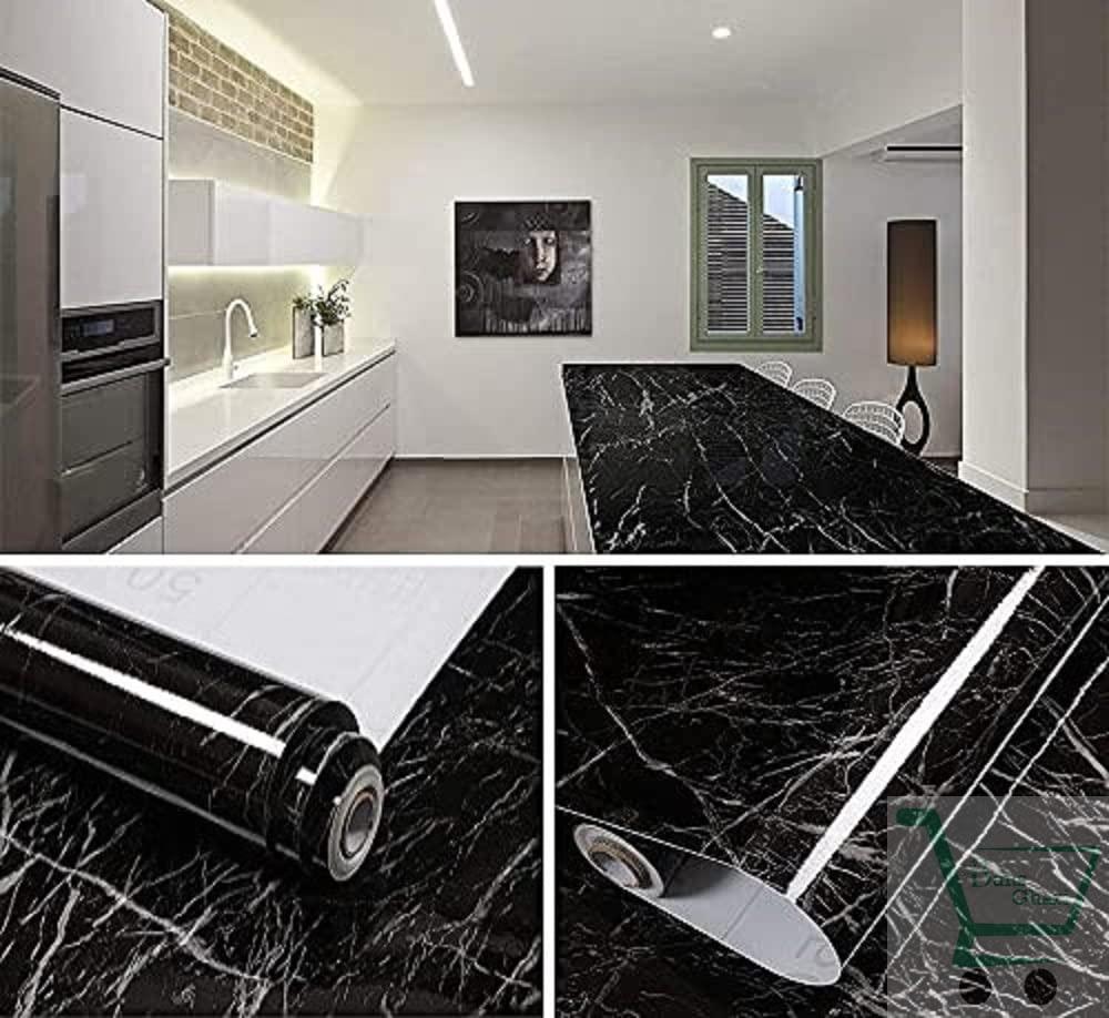 Kitchen Marble Sticker Oil Proof Waterproof Wallpaper ( Black ) - Image 2