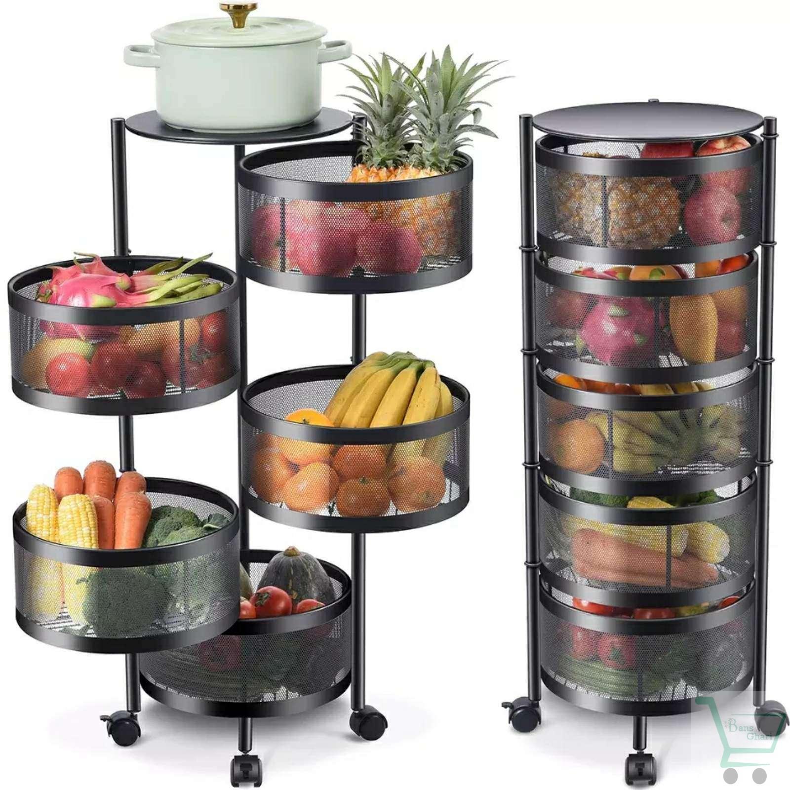 5 Layer Metal Portable Rotating for Fruits & Vegetable ( Round )