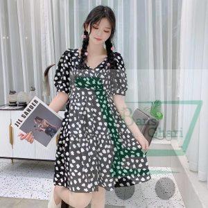 Ladies One Piece black-white dotted dress