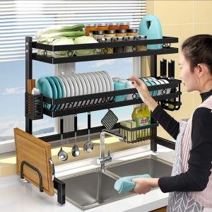 2 Tier / Layer Over Sink Dish Drainer Rack Kitchen Rack
