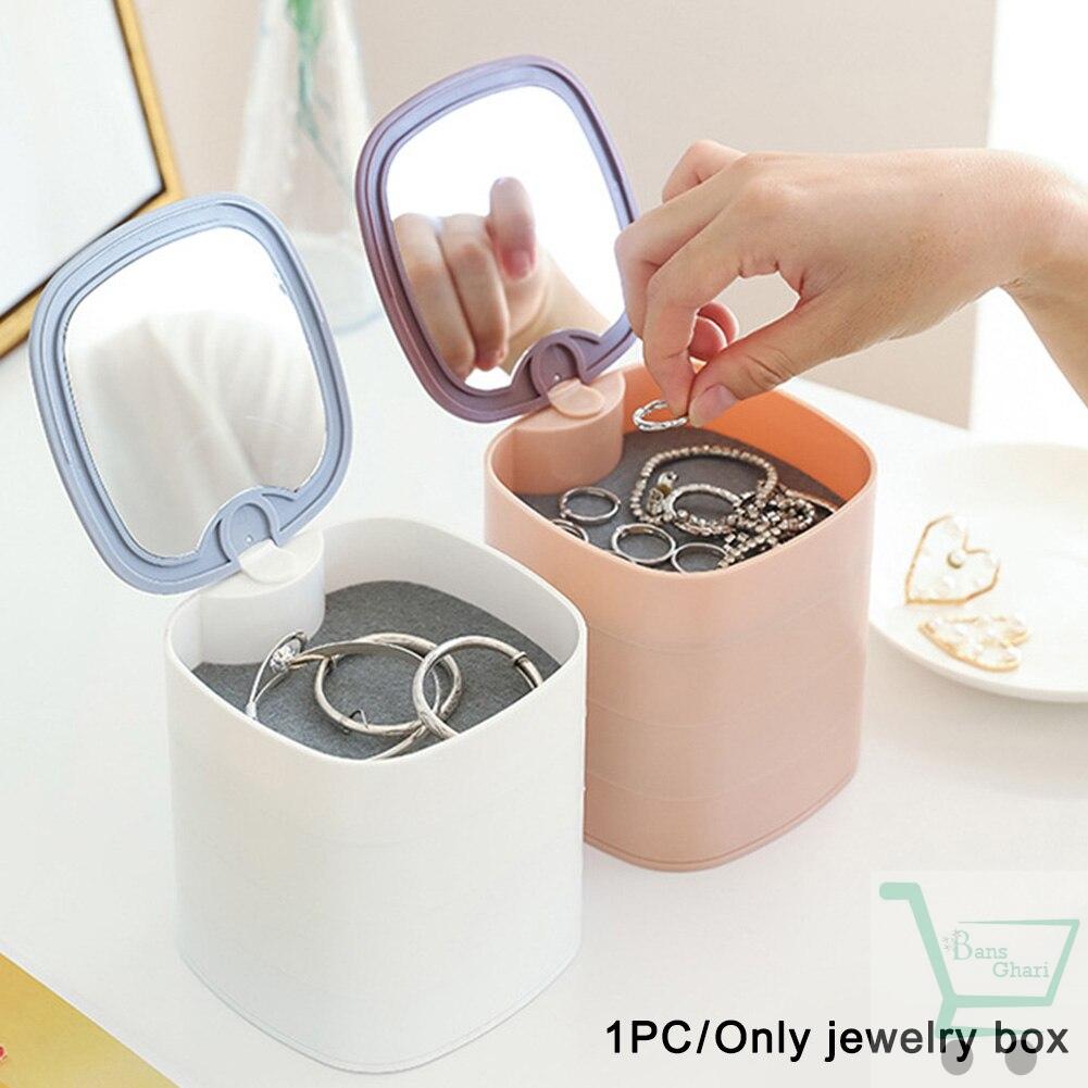Rotating Jewelry Accessories Organizer Box With Mirror - Image 2