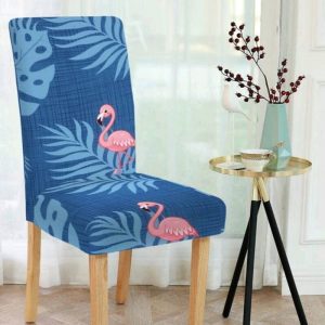 Blue Swan Printed Stretchable Chair Cover (Pack of 4)