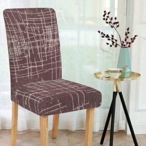 Brown Stretchable Chair Cover (Pack of 4)