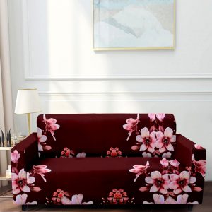 2 Seater Stretchable Sofa Cover ( Red Flower )