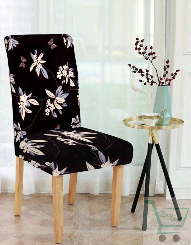 Black Stretchable Chair Cover (Pack of 6)