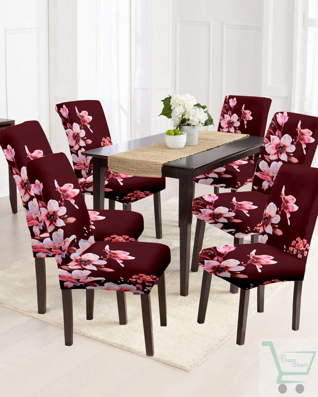 Red Stretchable Chair Cover (Pack of 6)