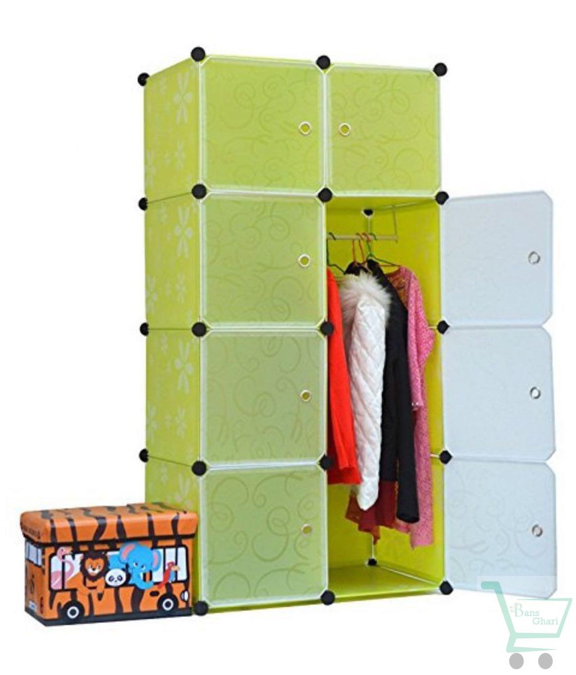 8 Cube Plastic Cloth Cabinet - Green