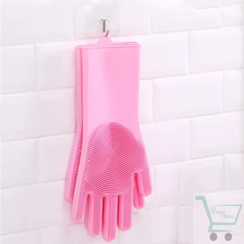 Magic Silicone Dishwashing Gloves ( Pack Of 2 ) - Image 4