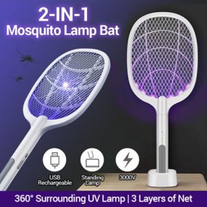 Insect Physical Killer. Safety Double Switch. Battery Capacity 1200 MAh. Three-Layered Safety Mesh. Purple Light Trapping Mosquito. 2 In 1 Electric Bug Zapper.